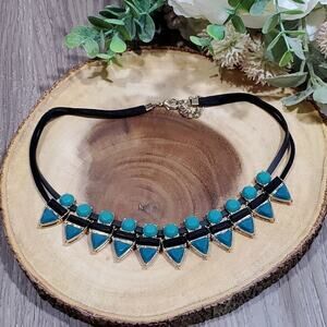 Treska Blue‎ teal statement necklace